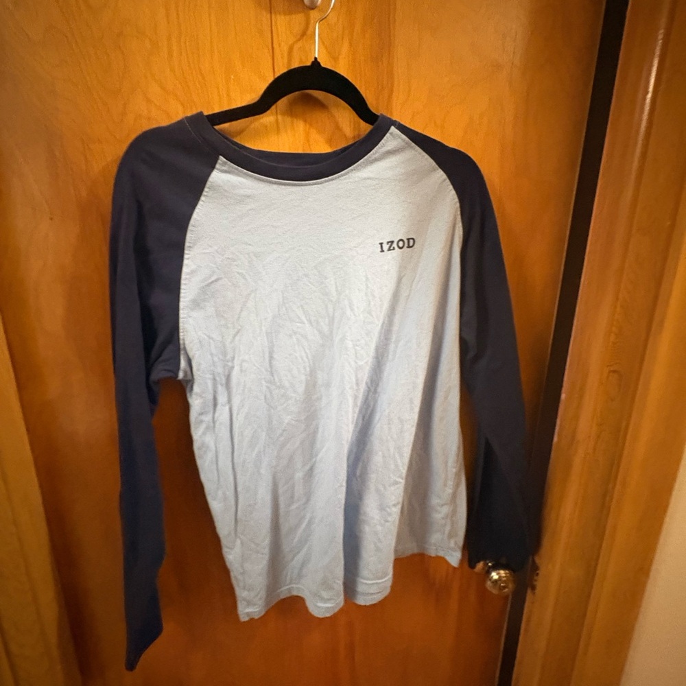 IZOD sleepwear Long Sleeve Shirt - Navy and Light Blue
